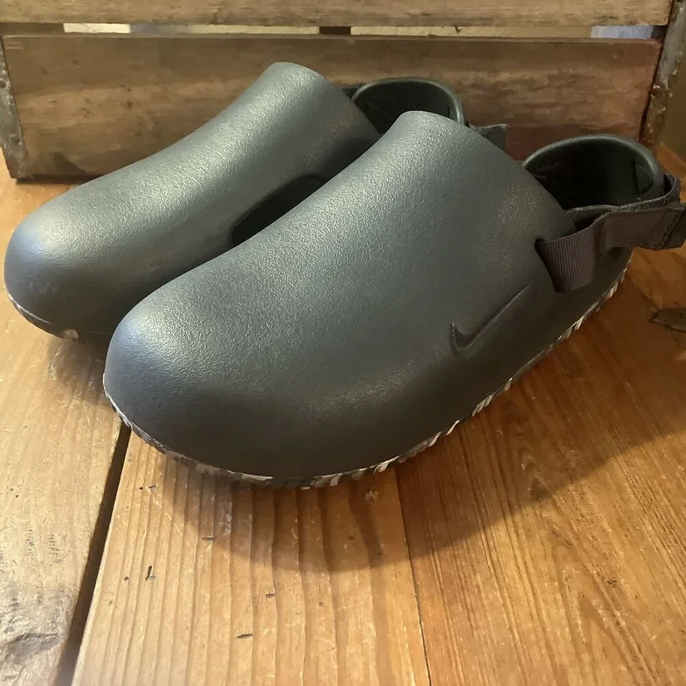 Nike Calm Mules Men’s Black Slip On Sandals Clogs Sz 12 Charcoal Anthracite